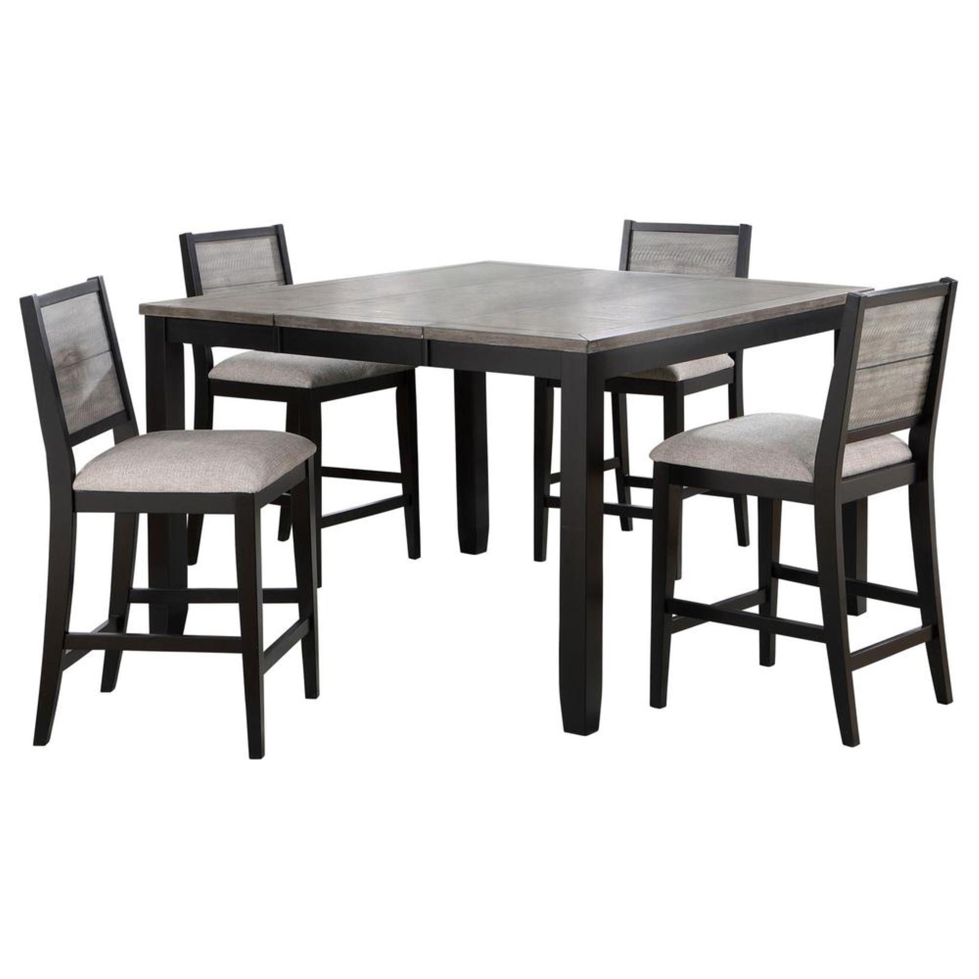 Crafters and Weavers Heritage Design - Elodie 5-Piece Extension Leaf Counter Dining Set Black
