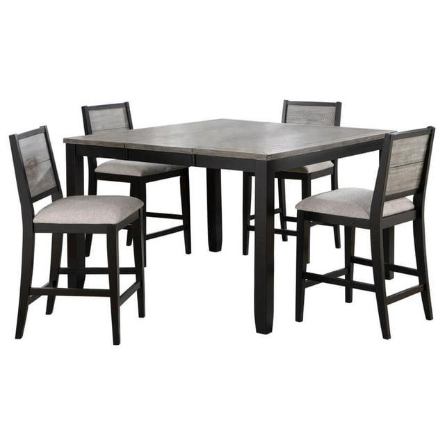 Crafters and Weavers Heritage Design - Elodie 5-Piece Extension Leaf Counter Dining Set Black