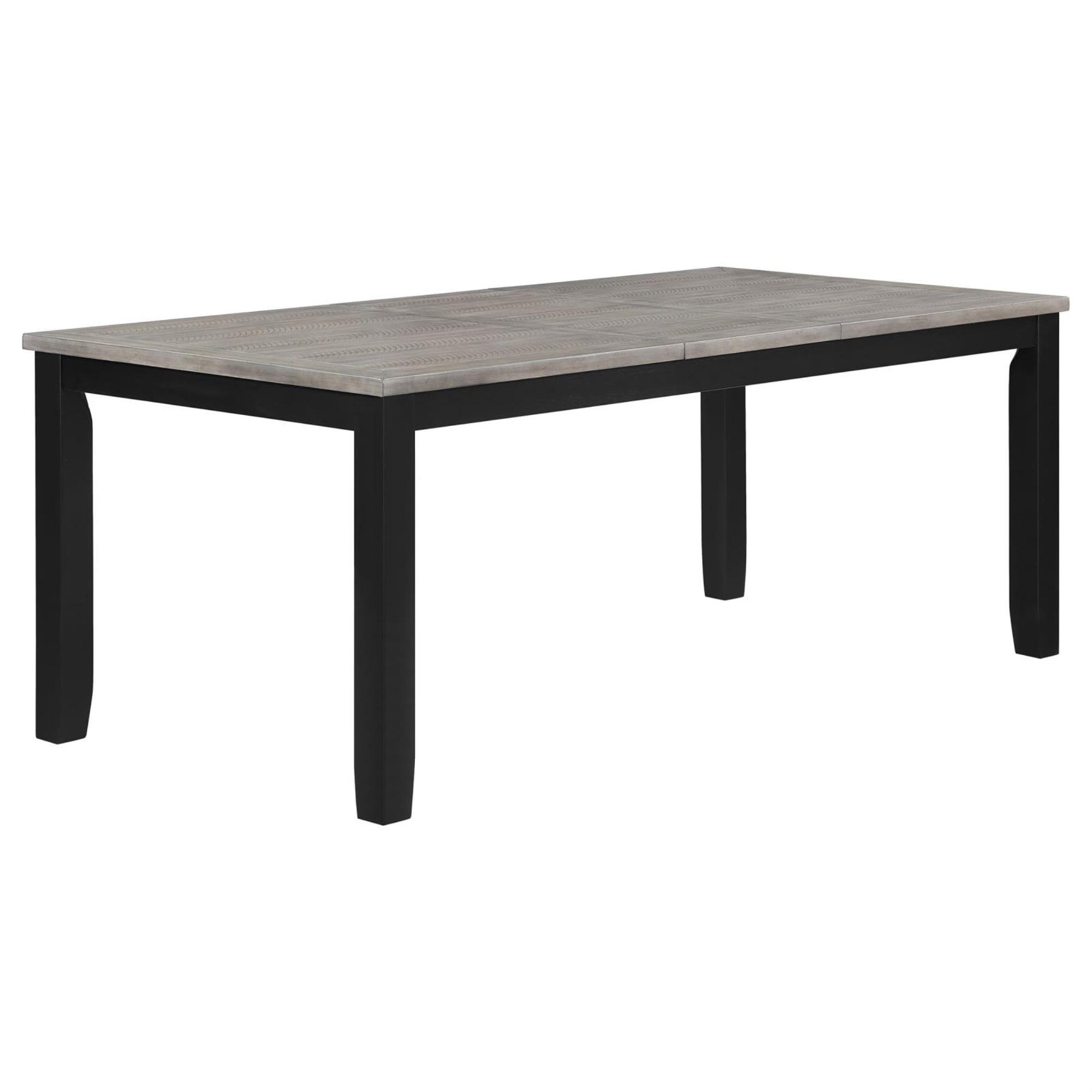 Gray and Black Extendable Rectangular Wood Dining Table