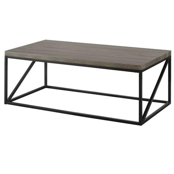 Coaster Farmhouse Wood Rectangular Coffee Table with Metal Base in Gray