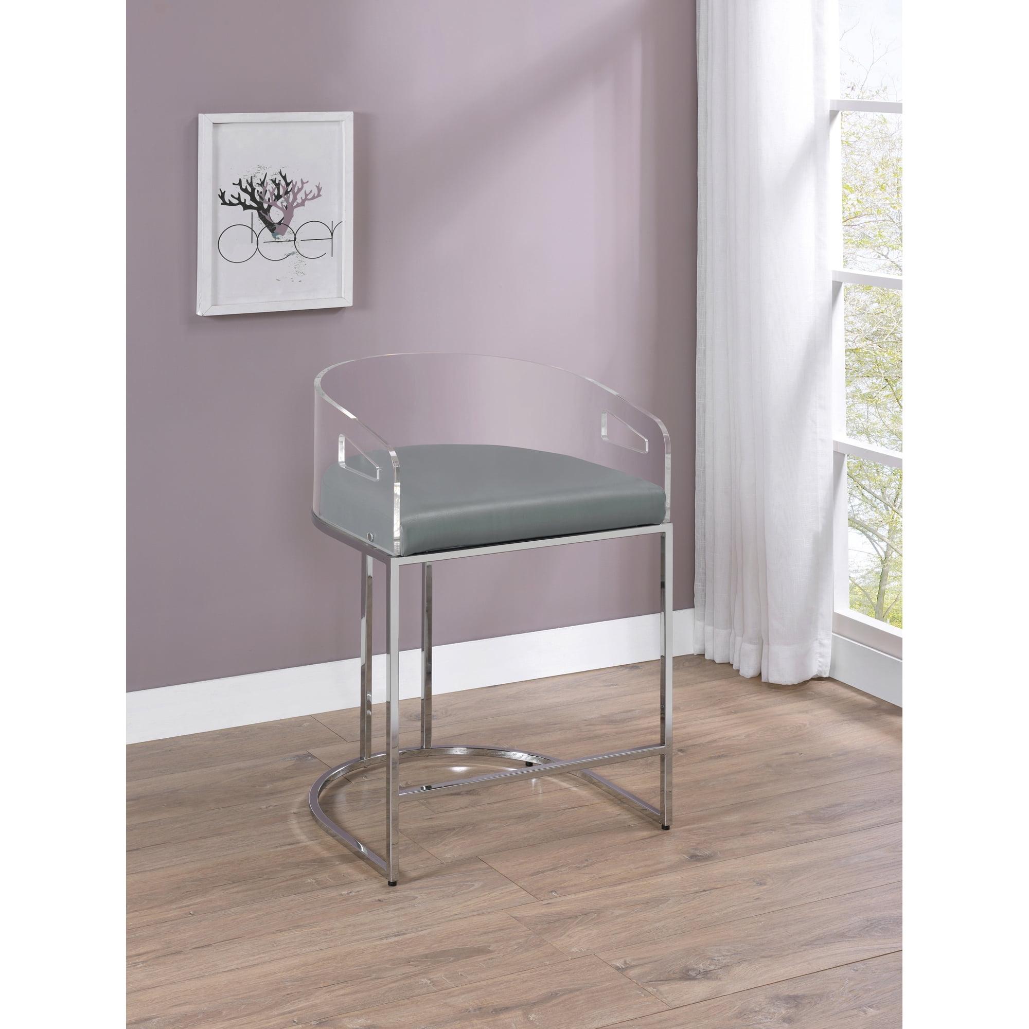 Coaster Faux Leather Counter Height Stools with Acrylic Back in Gray