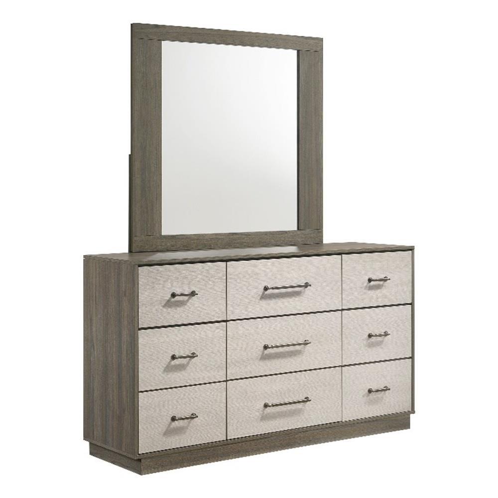 9-drawer Dresser With Mirror Grey Oak