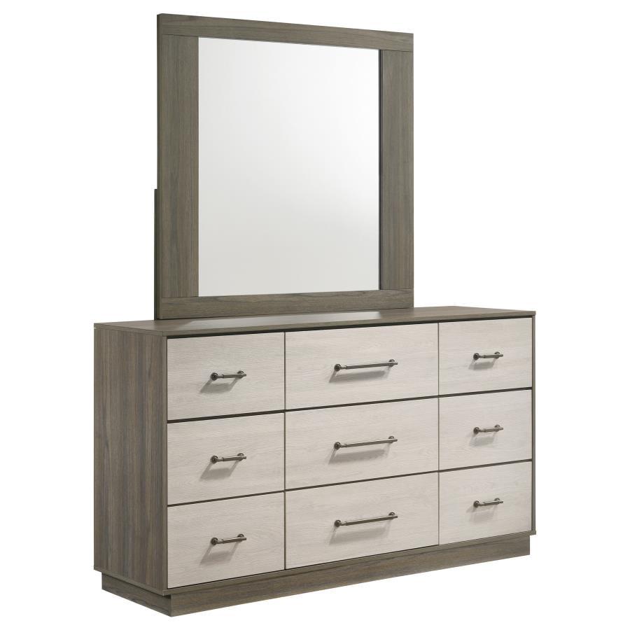 9-drawer Dresser With Mirror Grey Oak
