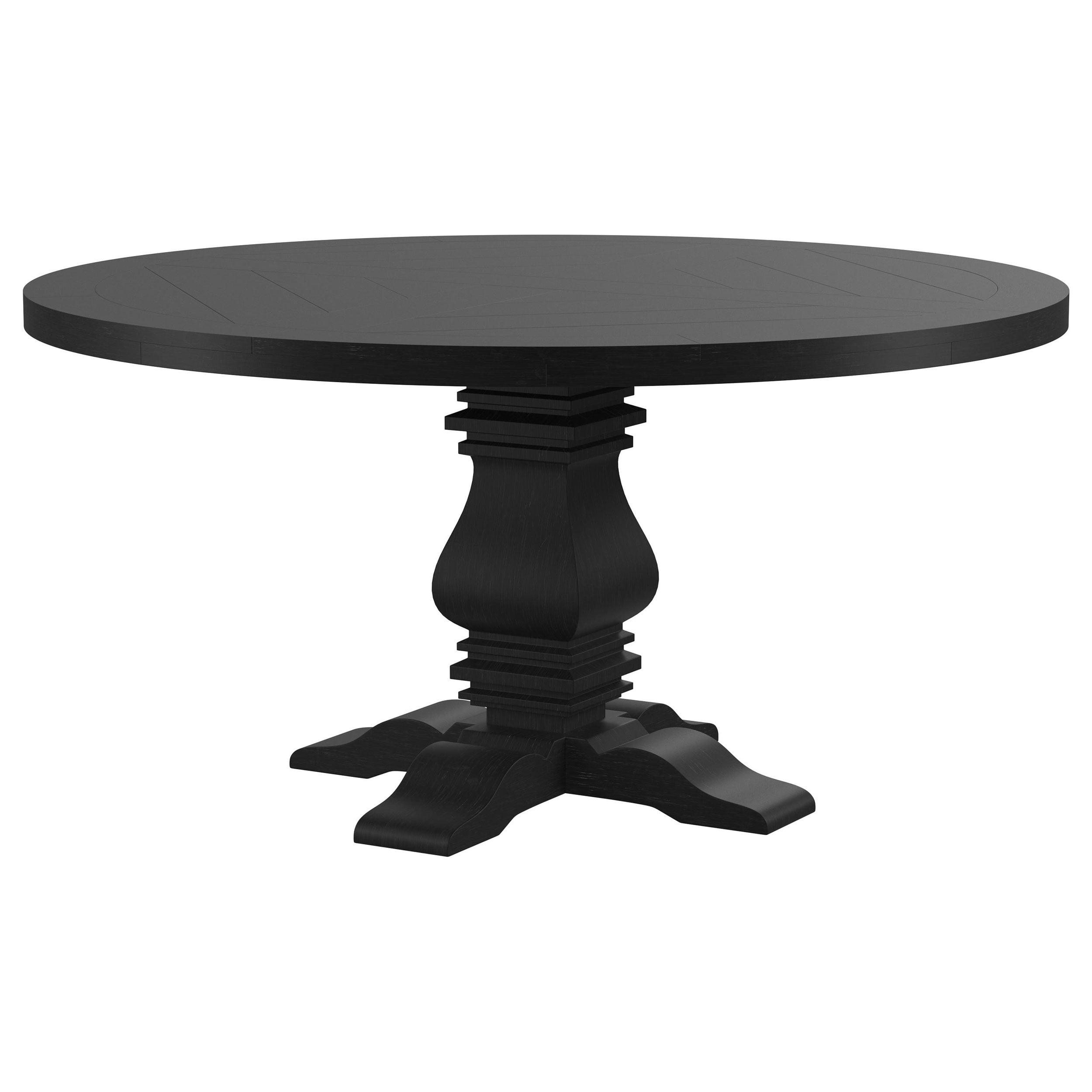 Florence Black 60" Round Reclaimed Wood Pedestal Dining Table