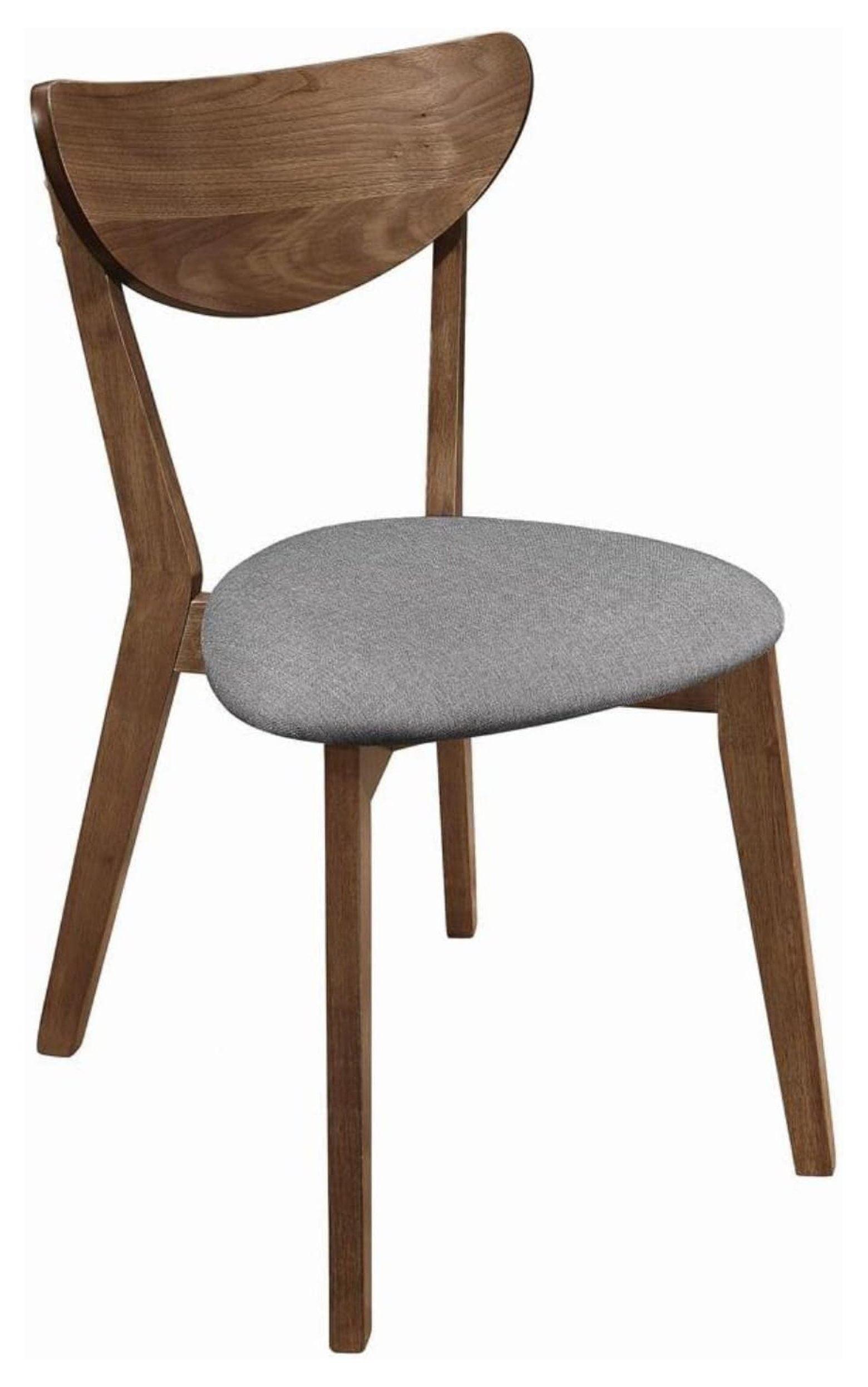 Gray and Natural Walnut Upholstered Low Side Chair