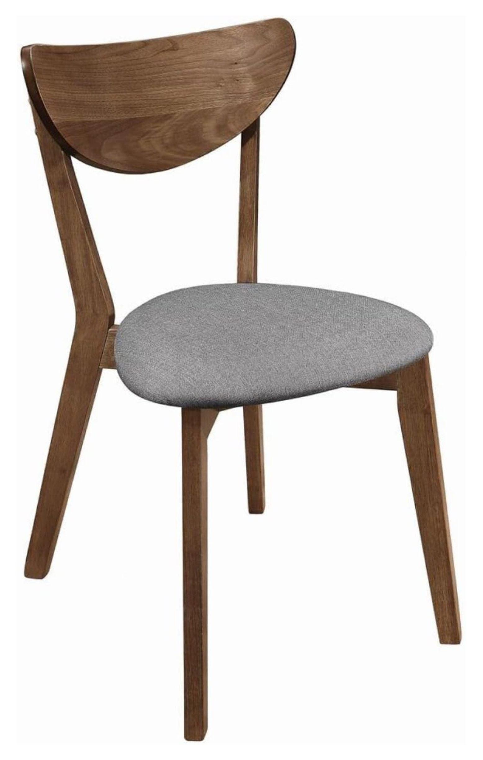 Gray and Natural Walnut Upholstered Low Side Chair