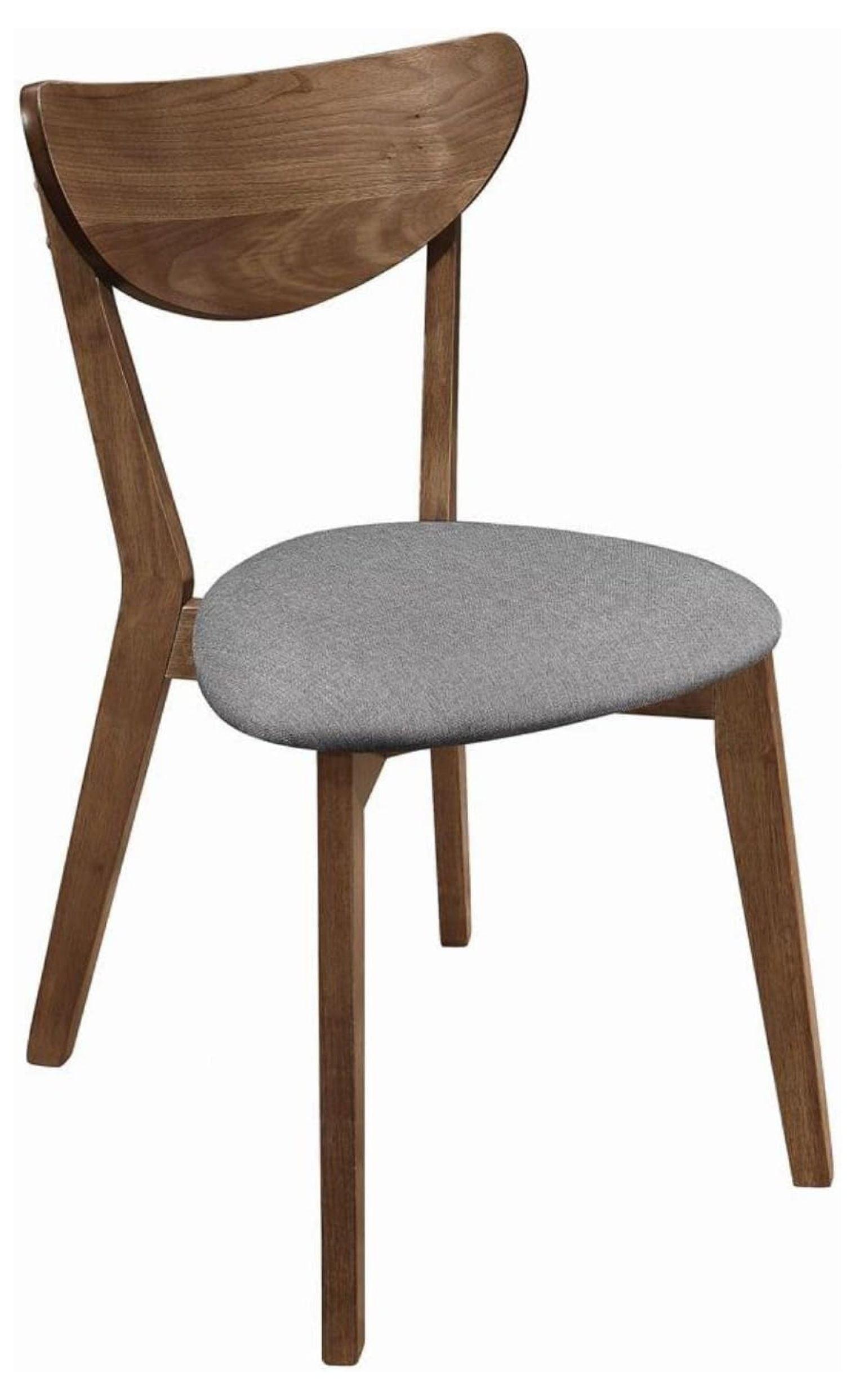 Gray and Natural Walnut Upholstered Low Side Chair