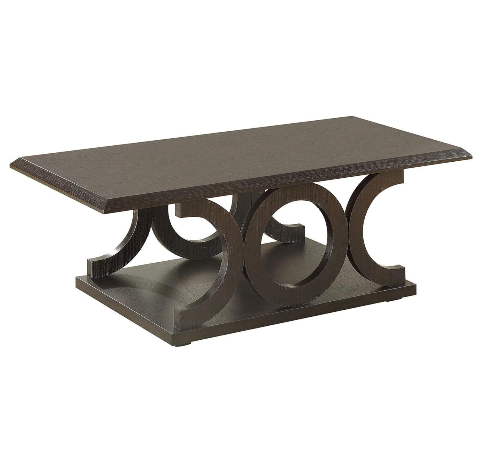 Elegant Cappuccino C-Shaped Wood Coffee Table 47"