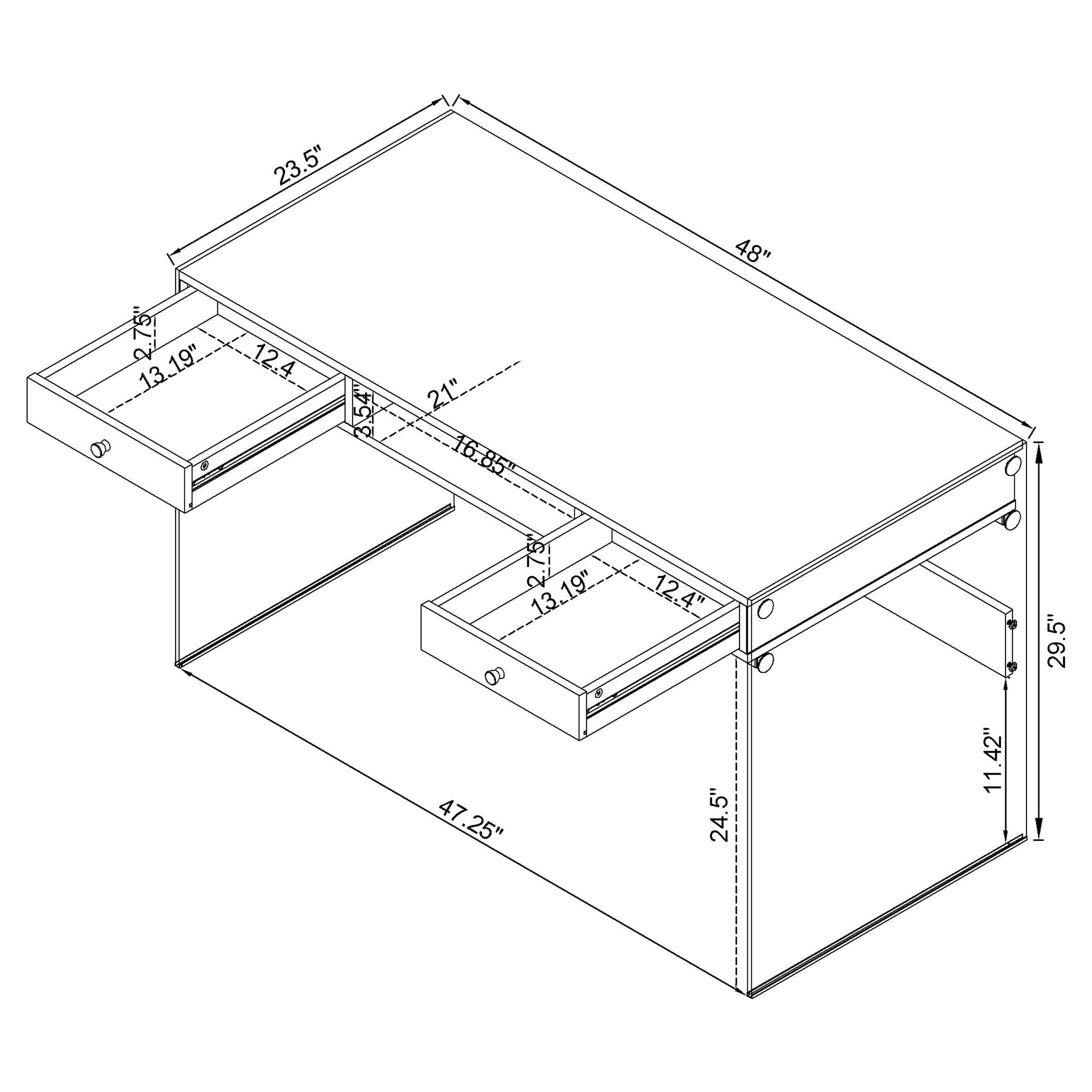 White High Gloss Modern Writing Desk with Drawers