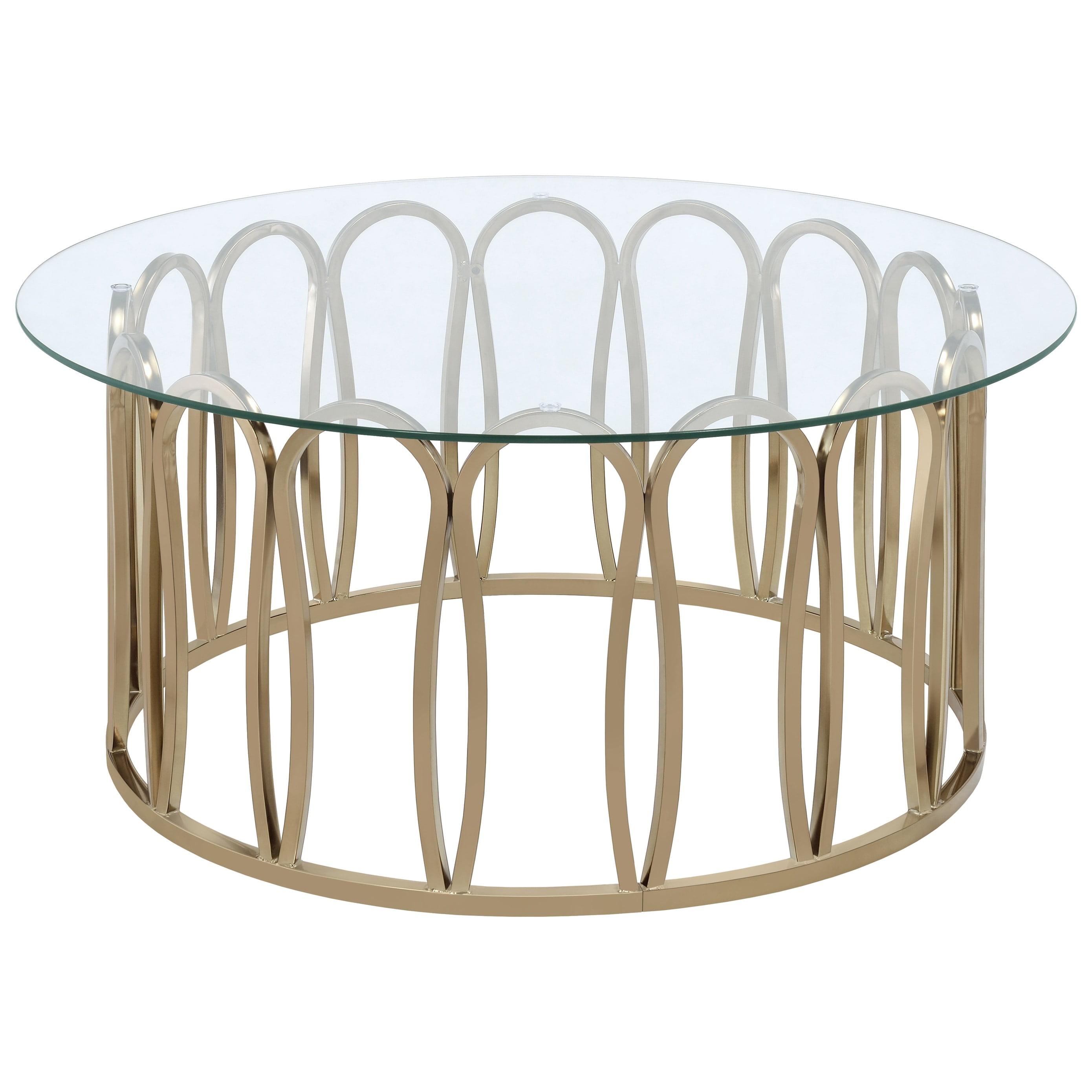 Coaster Monett Round Glass Top Coffee Table Chocolate Chrome