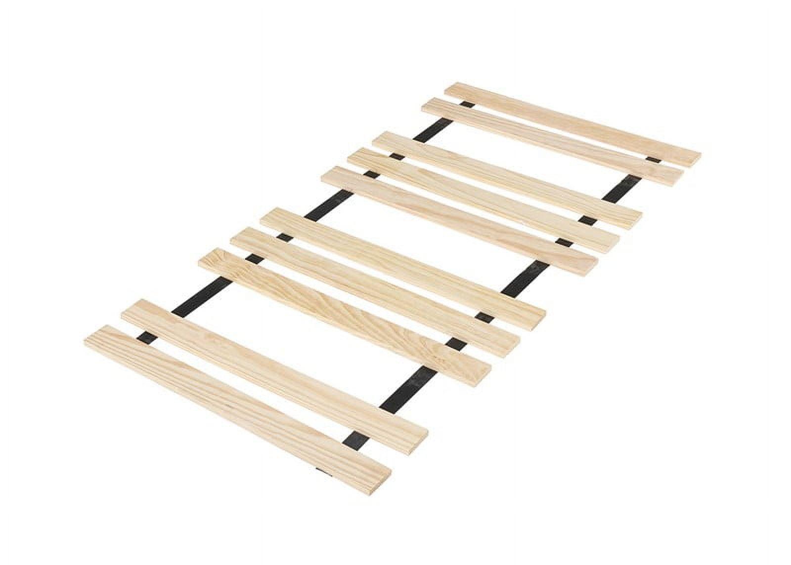 Natural Wood Twin Bed Slat Kit with Black Straps