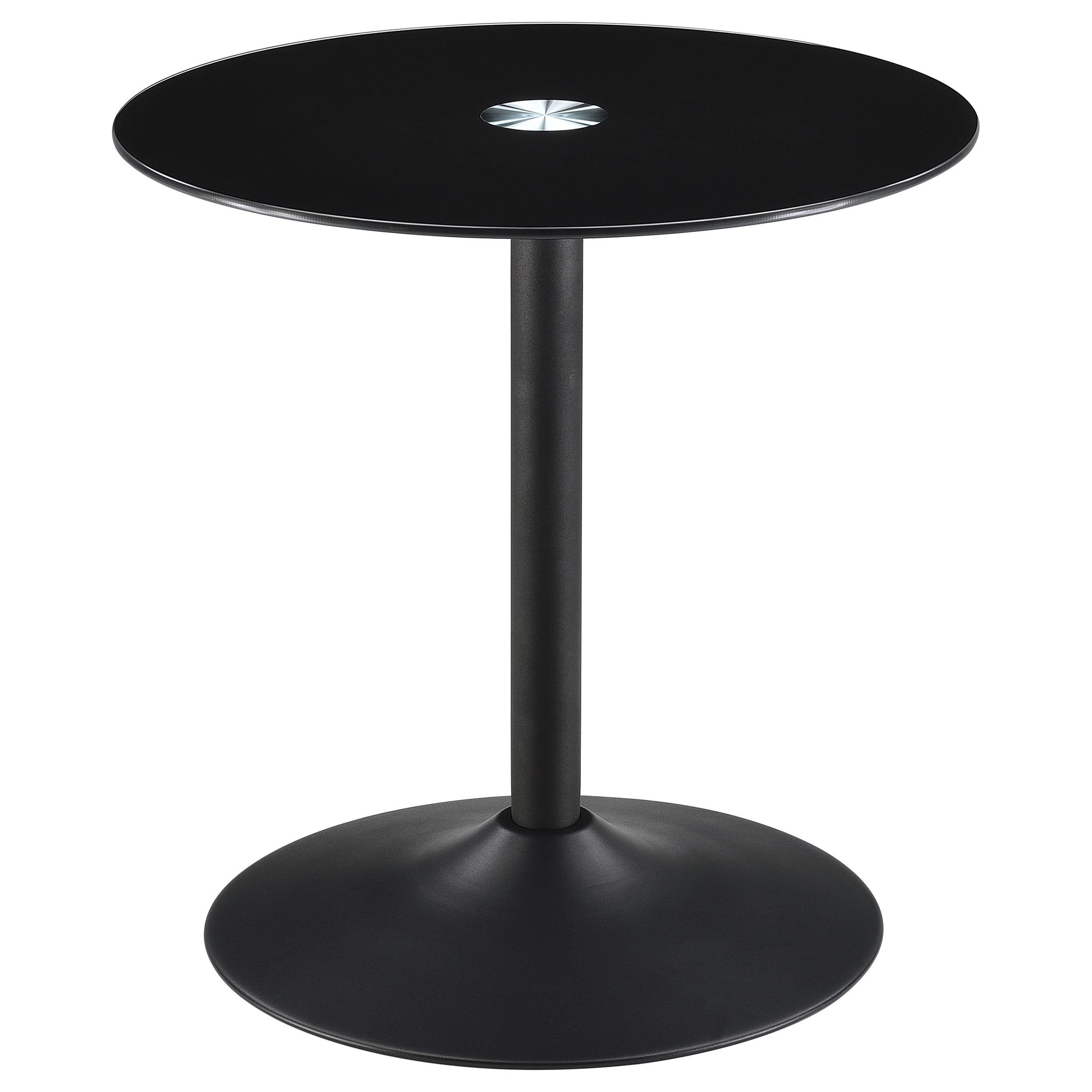 Coaster Ganso Modern Round Metal End Table with Tempered Glass Top Black