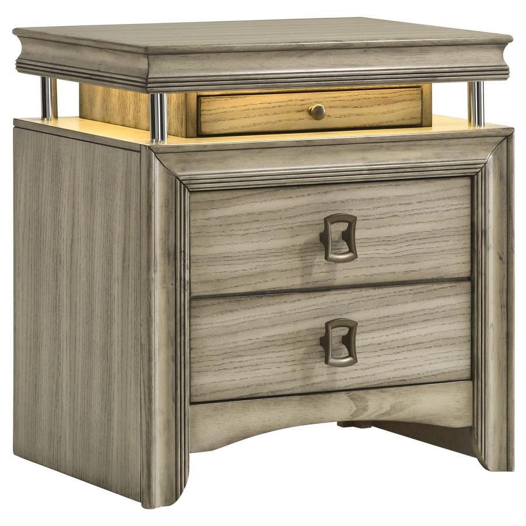 Coaster Home Furnishings Giselle 3-Drawer Nightstand Bedside Table with LED Rustic Beige