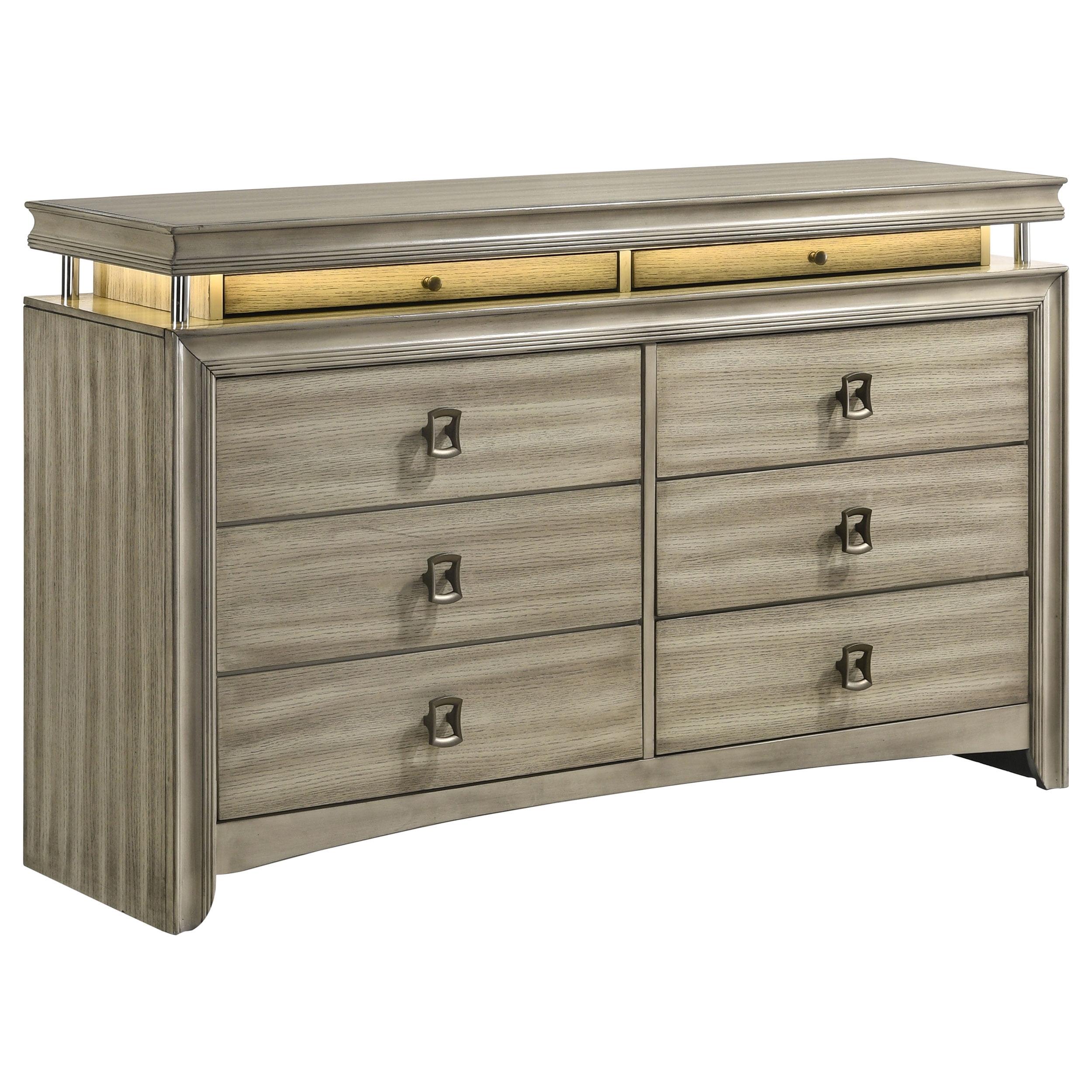 Coaster Giselle 8-drawer Wood Bedroom Dresser with LED Rustic Beige