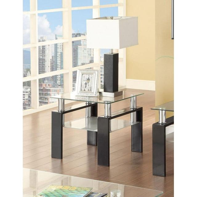 SIMPLE RELAX Glass Top Indoor End Table, Black