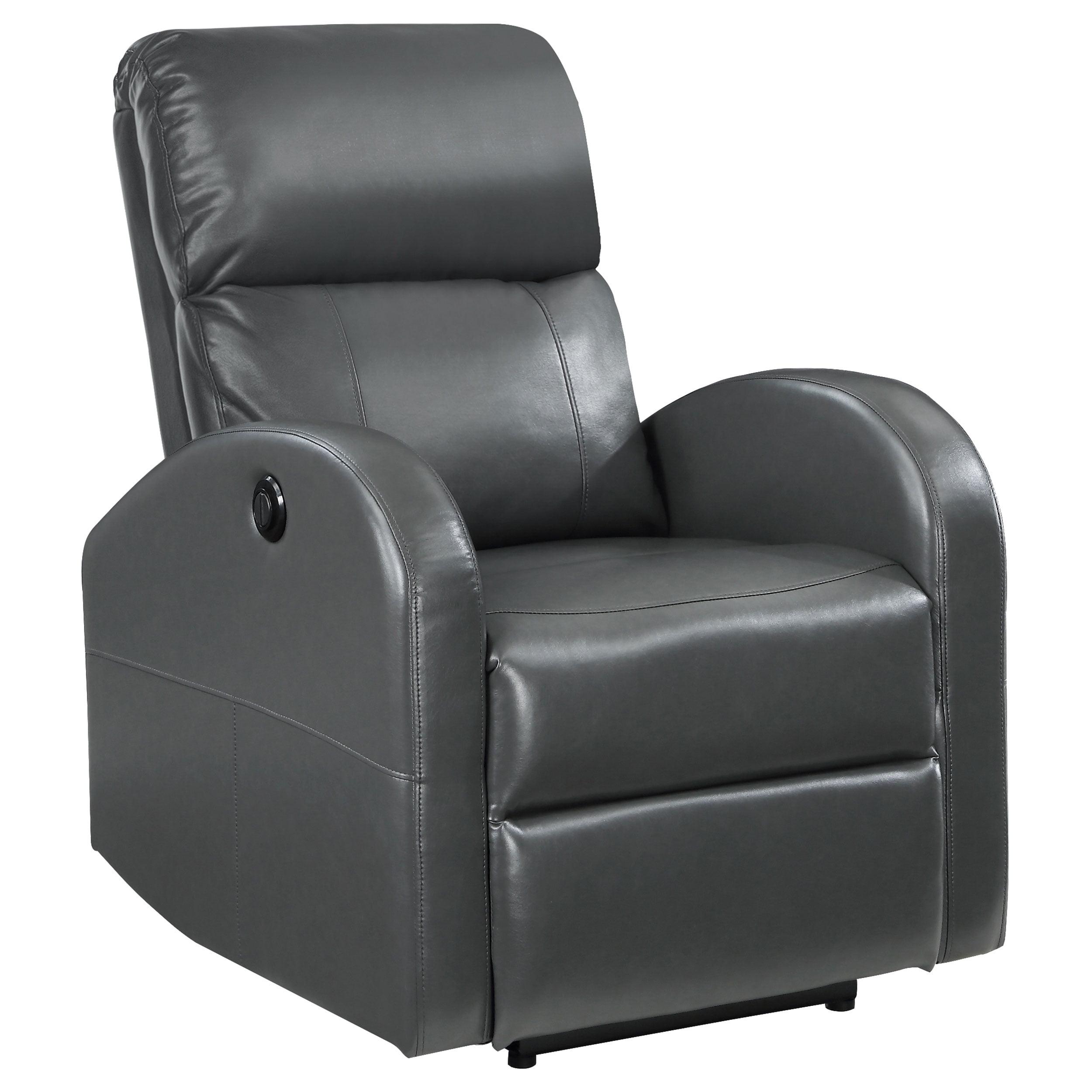 Coaster Grant Faux Leather Upholstered Power Recliner Chair Gray