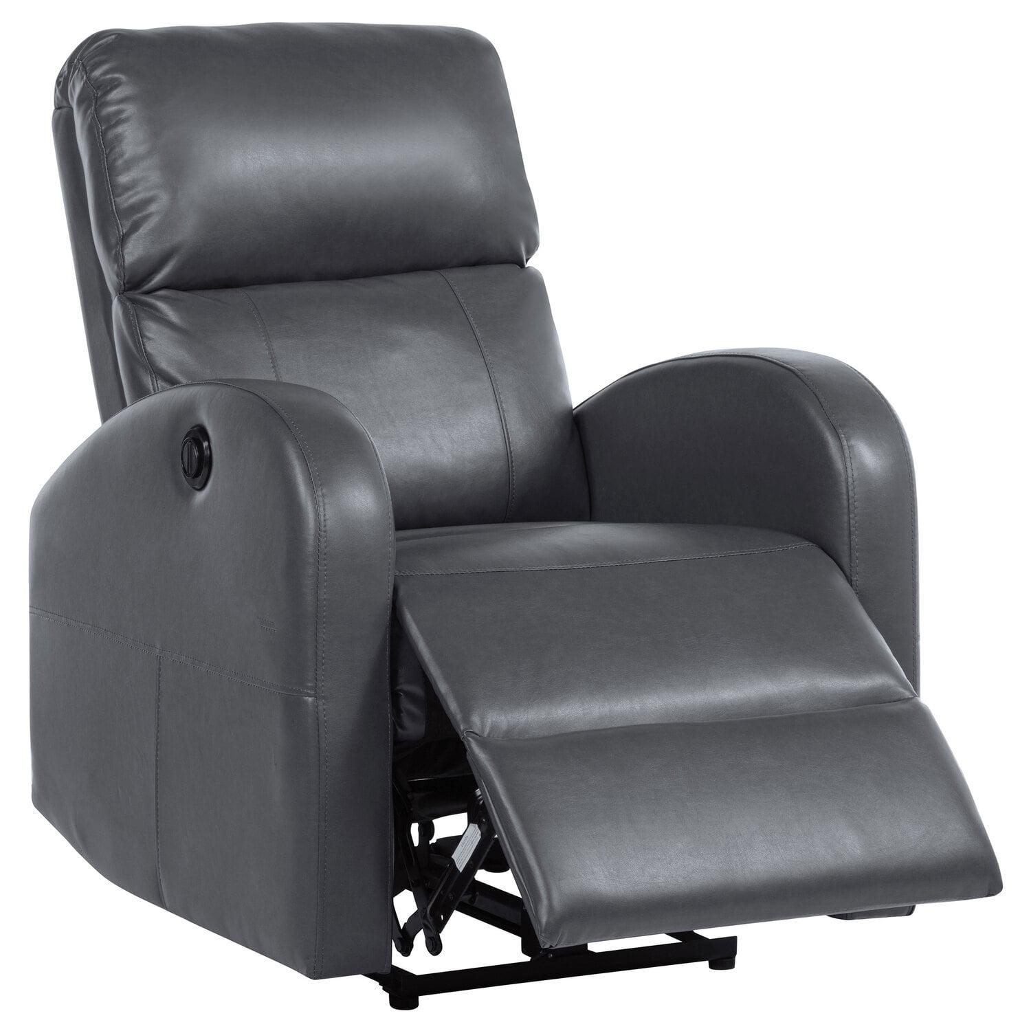Coaster Grant Faux Leather Upholstered Power Recliner Chair Gray
