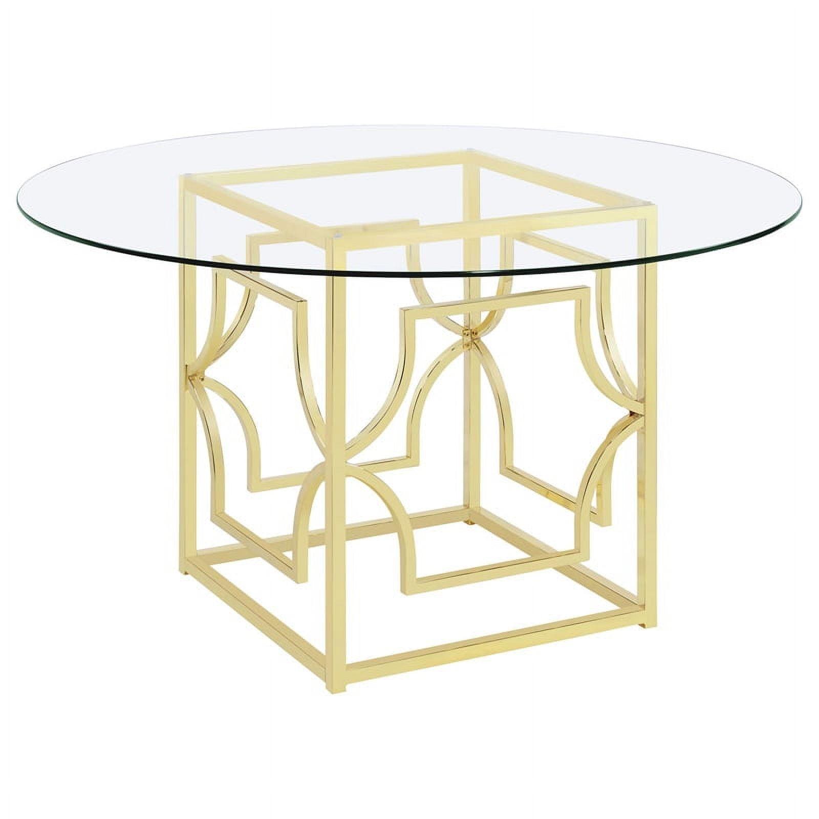 Modern Round Glass Dining Table with Gold Base