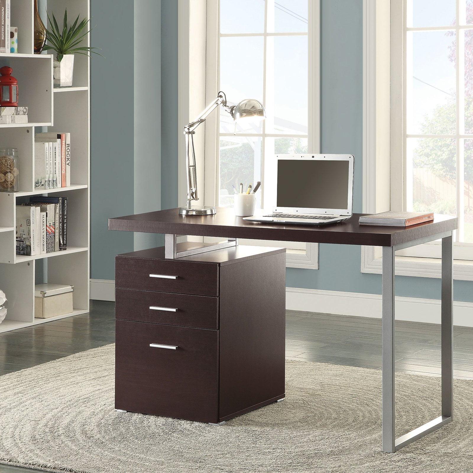 Cappuccino Brown Contemporary 47'' Home Office Desk with Filing Drawer