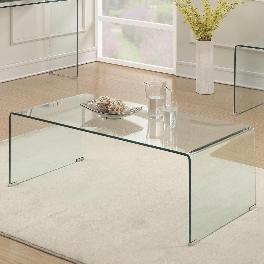Clear Rectangular Acrylic and Glass Modern Coffee Table 47"