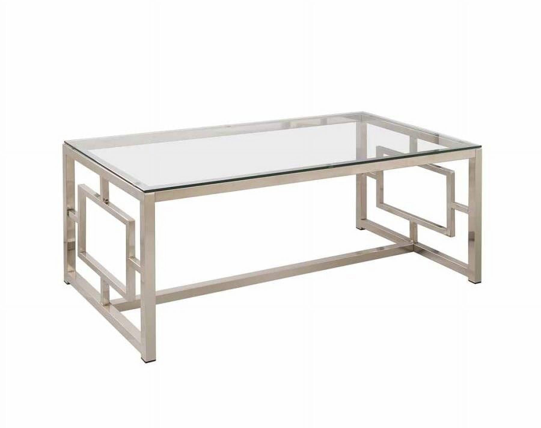 Rectangular Silver Metal and Glass Coffee Table