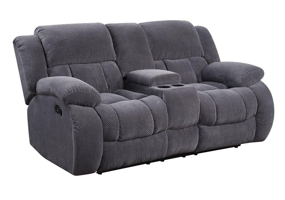 Charcoal Microfiber 75'' Reclining Loveseat with Storage and Cup Holders