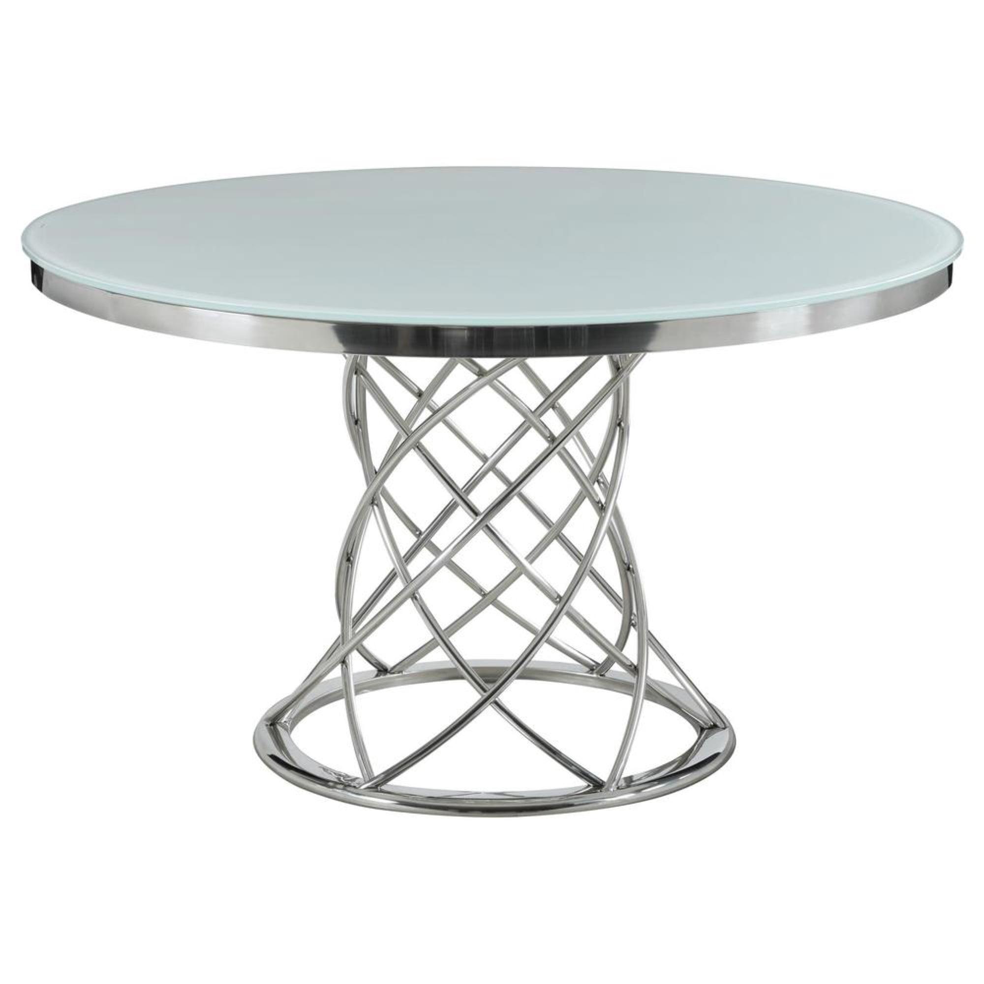 Ida Round Glass Top Metal Base Dining Table