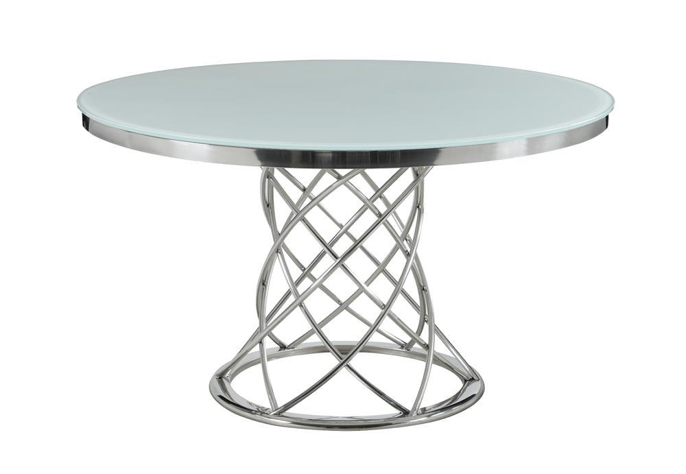 Ida Round Glass Top Metal Base Dining Table