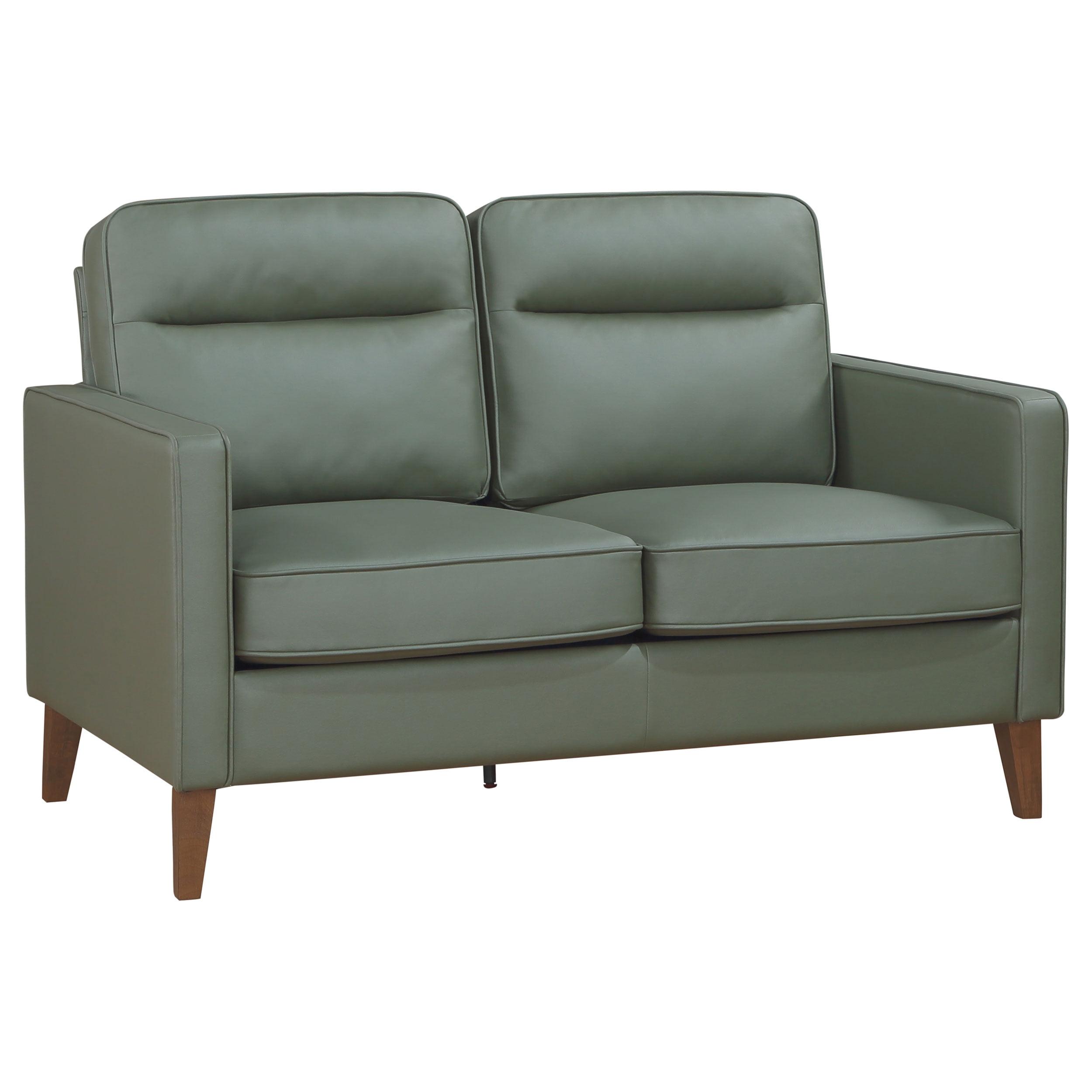 Coaster Jonah Faux Leather Upholstered Track Arm Loveseat Green