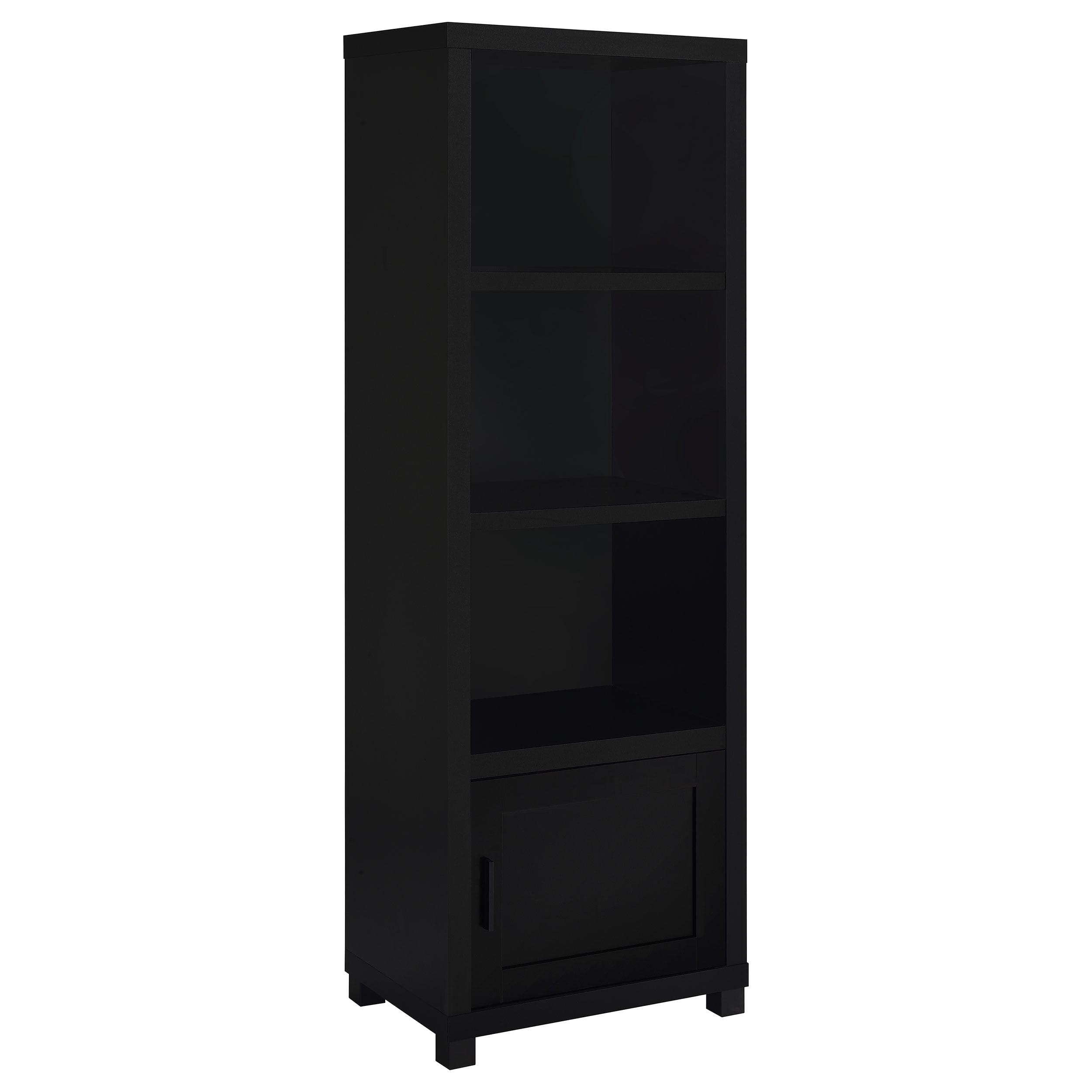 Coaster Jupiter Modern 3 Shelf Wood Media Tower with Cabinet Black