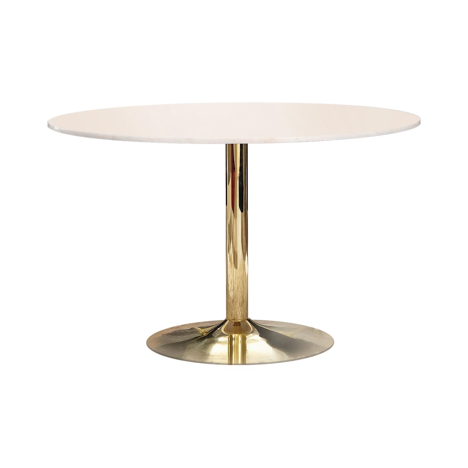 Coaster Kella Round Dining Table Natural Marble and Gold