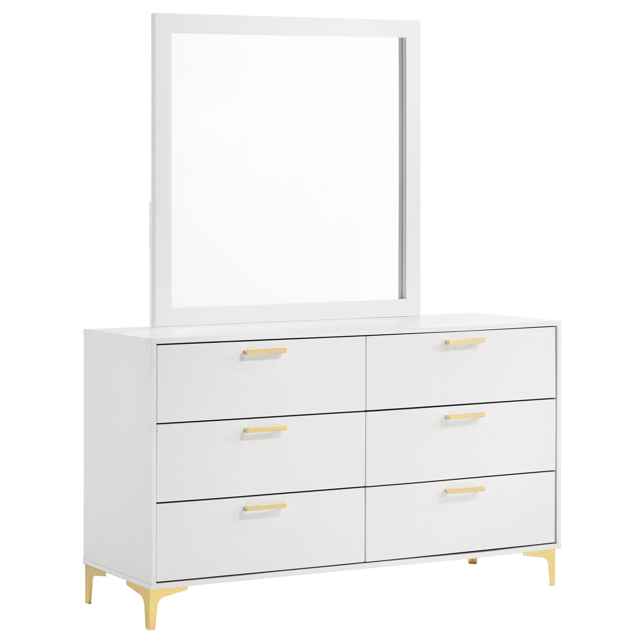 Coaster Kendall 6-drawer Rectangular Wood Dresser with Mirror White