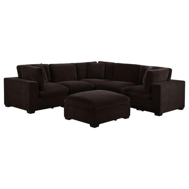 Coaster Lakeview 6-piece Velvet Modular Sectional Sofa Dark Chocolate