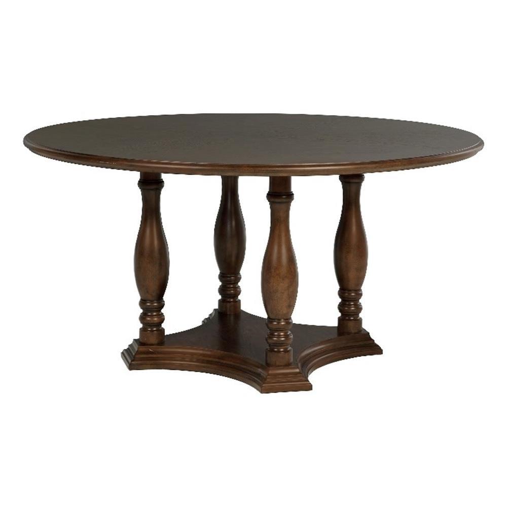 Landon 60-Inch Round Wood Pedestal Dining Table Rich Brown