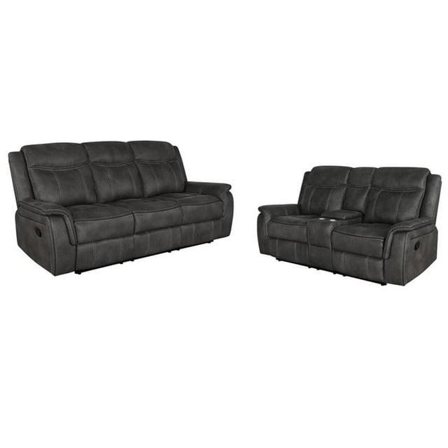 Coaster Lawrence 2-piece Faux Leather Upholstered Living Room Set Charcoal