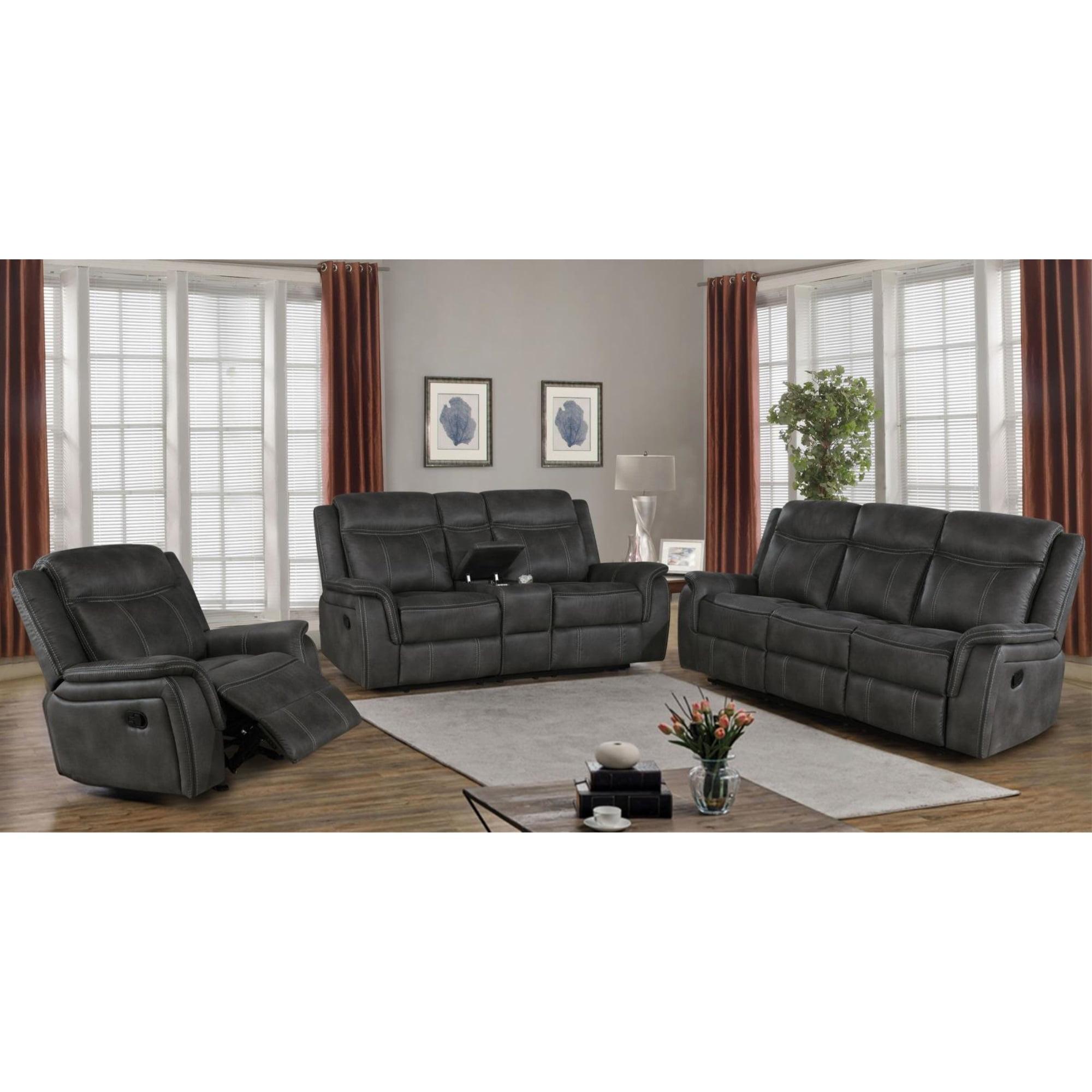 Coaster Lawrence 3-piece Faux Leather Upholstered Living Room Set Charcoal