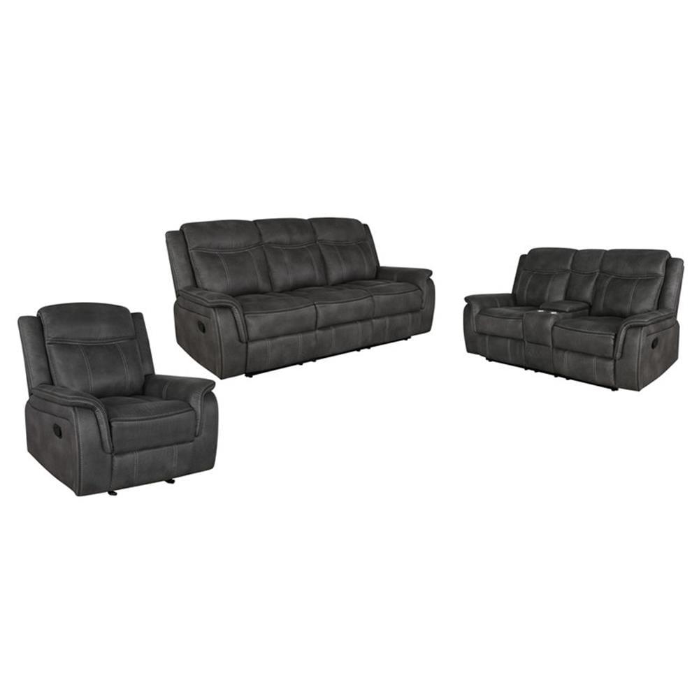 Coaster Lawrence 3-piece Faux Leather Upholstered Living Room Set Charcoal