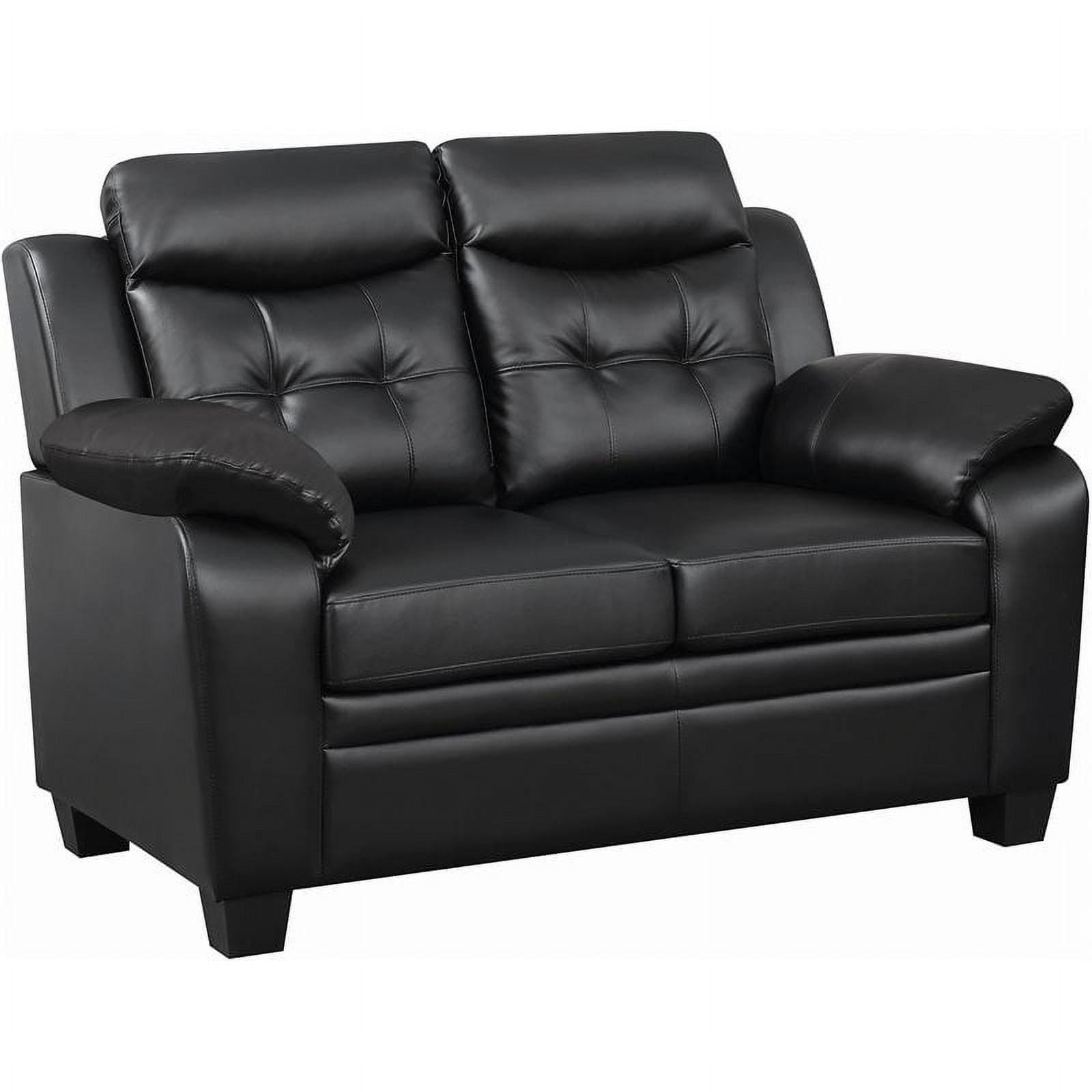 Chicago Bears Black Faux Leather Transitional Loveseat