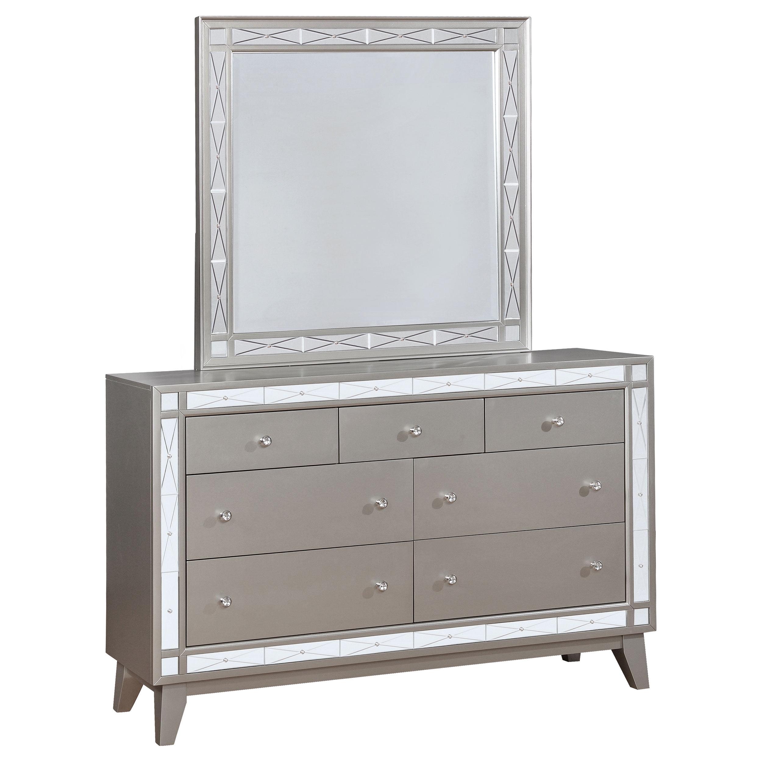 Leighton Metallic Mercury 7-Drawer Dresser with Mirror