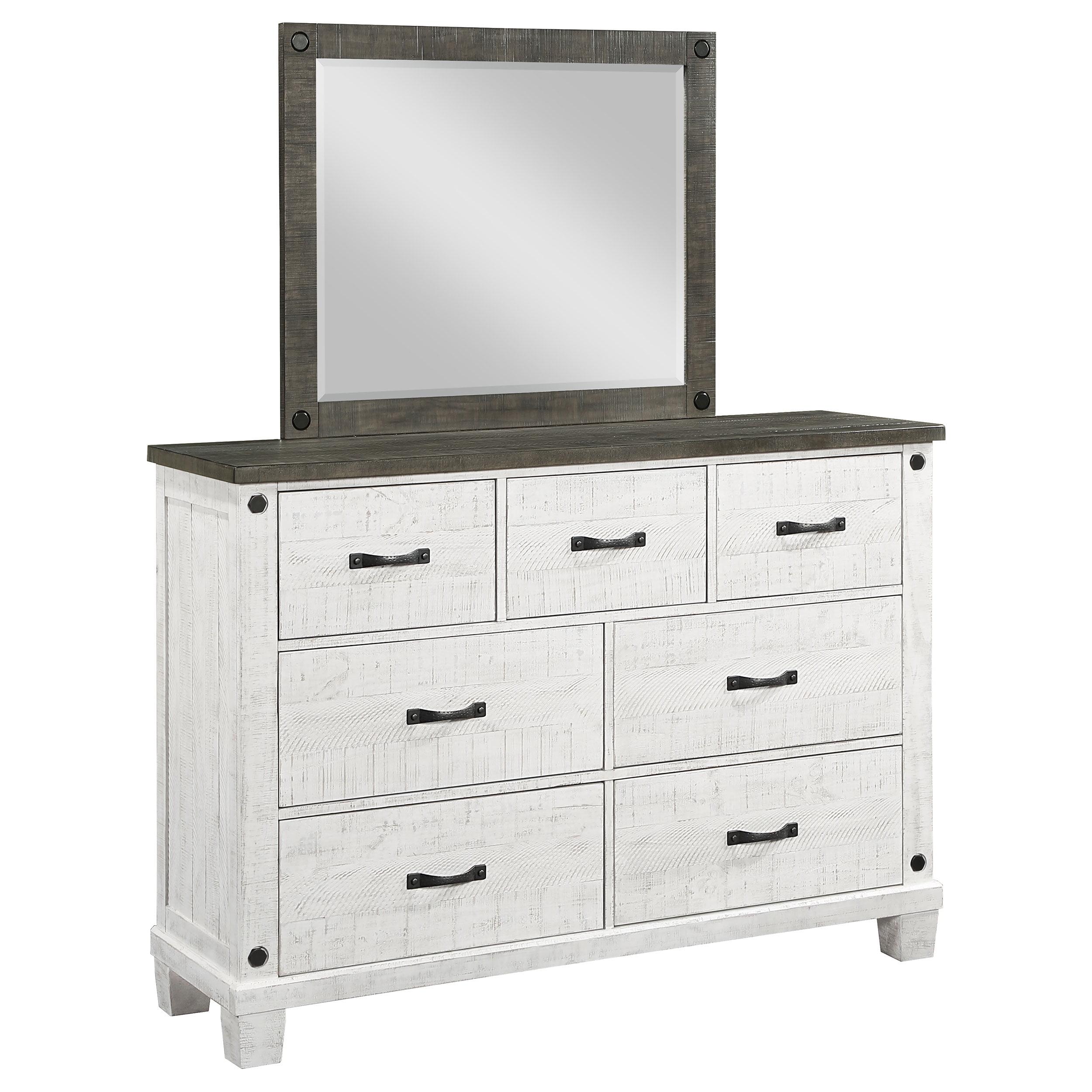 Coaster Lilith 7-drawer Wood Dresser with Mirror Distressed Gray and White