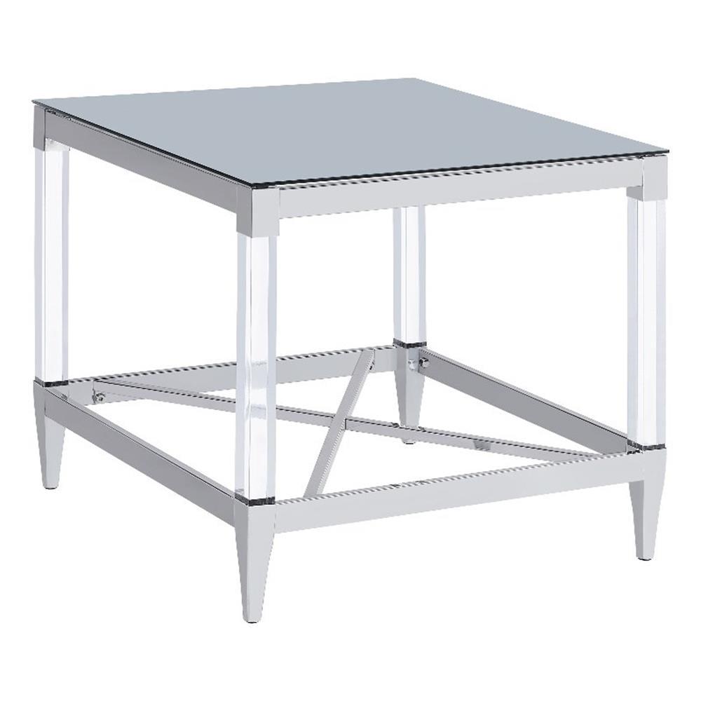 Coaster Home Furnishings Lindley Square End Table with Acrylic Legs and Tempered Mirror Top Chrome