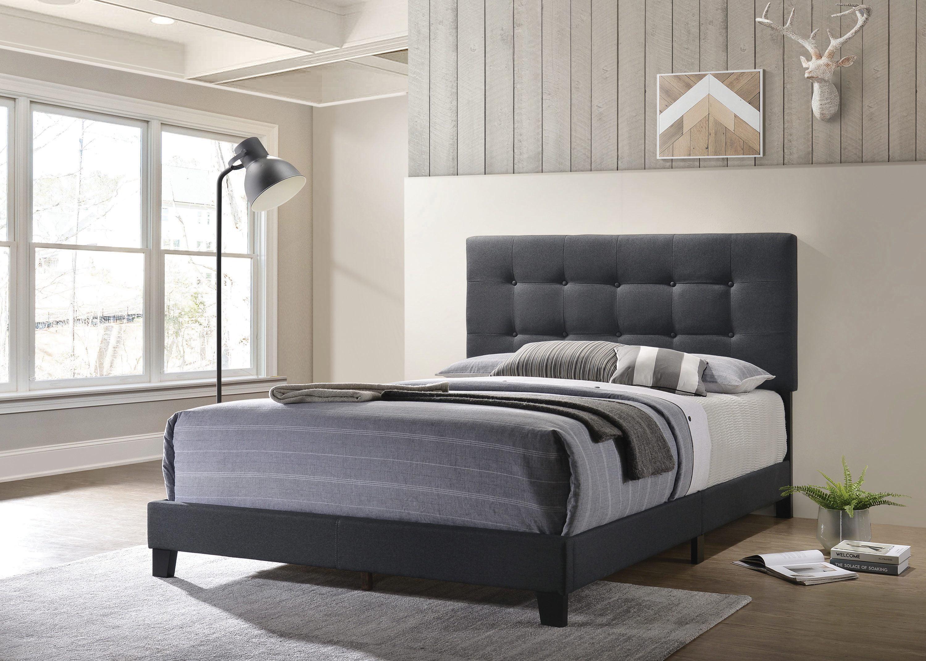 Coaster Mapes Transitional Tufted Fabric Upholstered Full Bed Charcoal