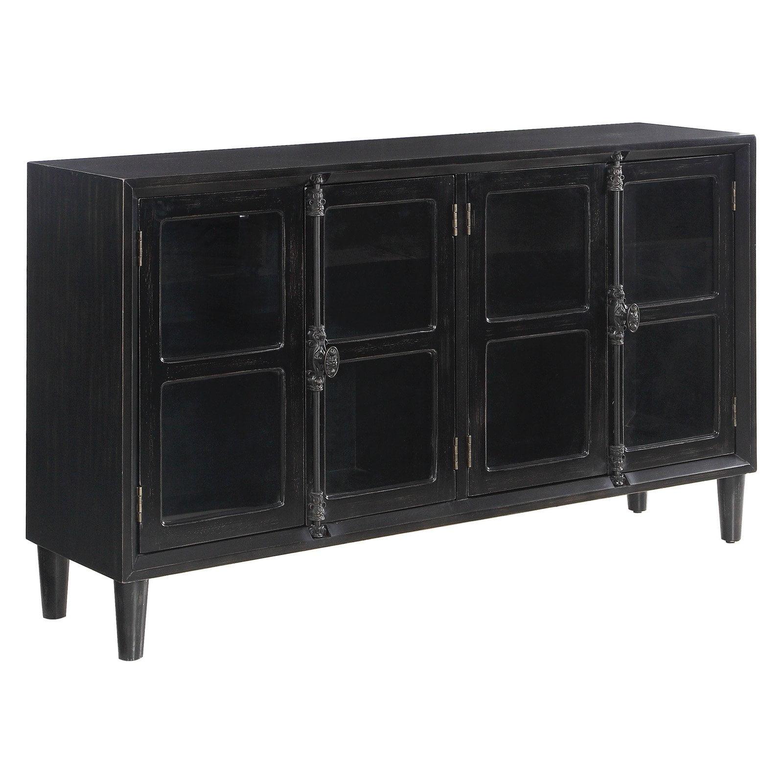 Coaster Mapleton 4 Glass Door Modern Wood Accent Cabinet Black