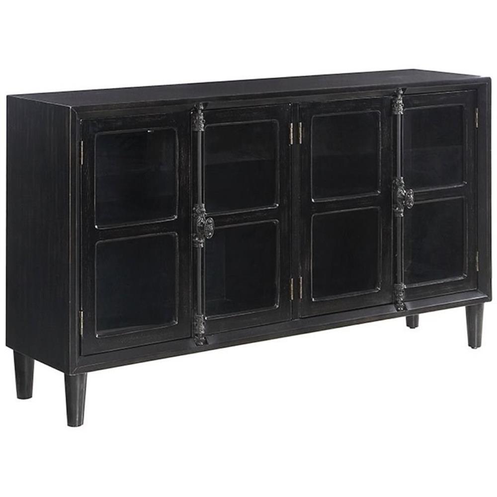 Coaster Mapleton 4 Glass Door Modern Wood Accent Cabinet Black