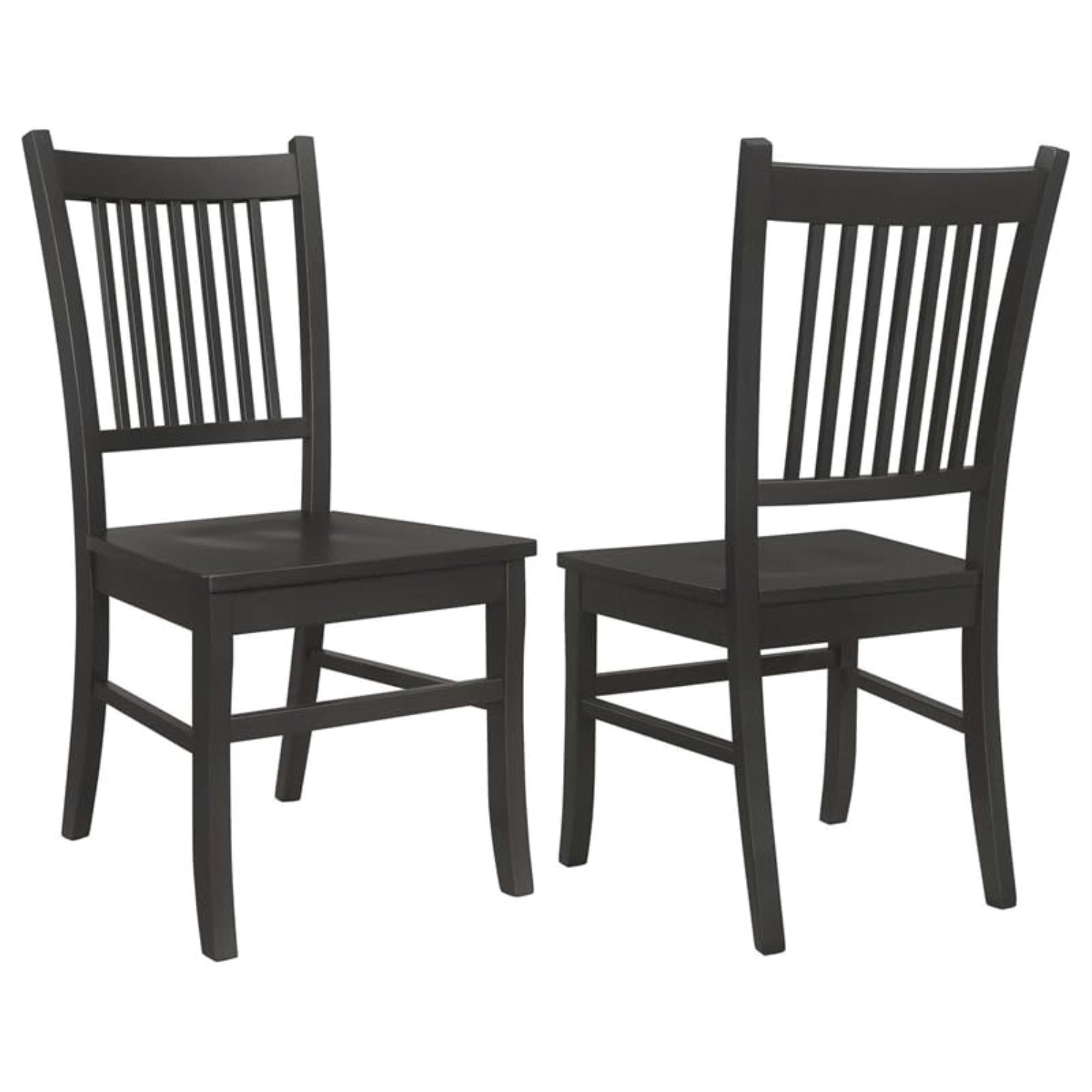 High Black Wood Slat Back Side Chair