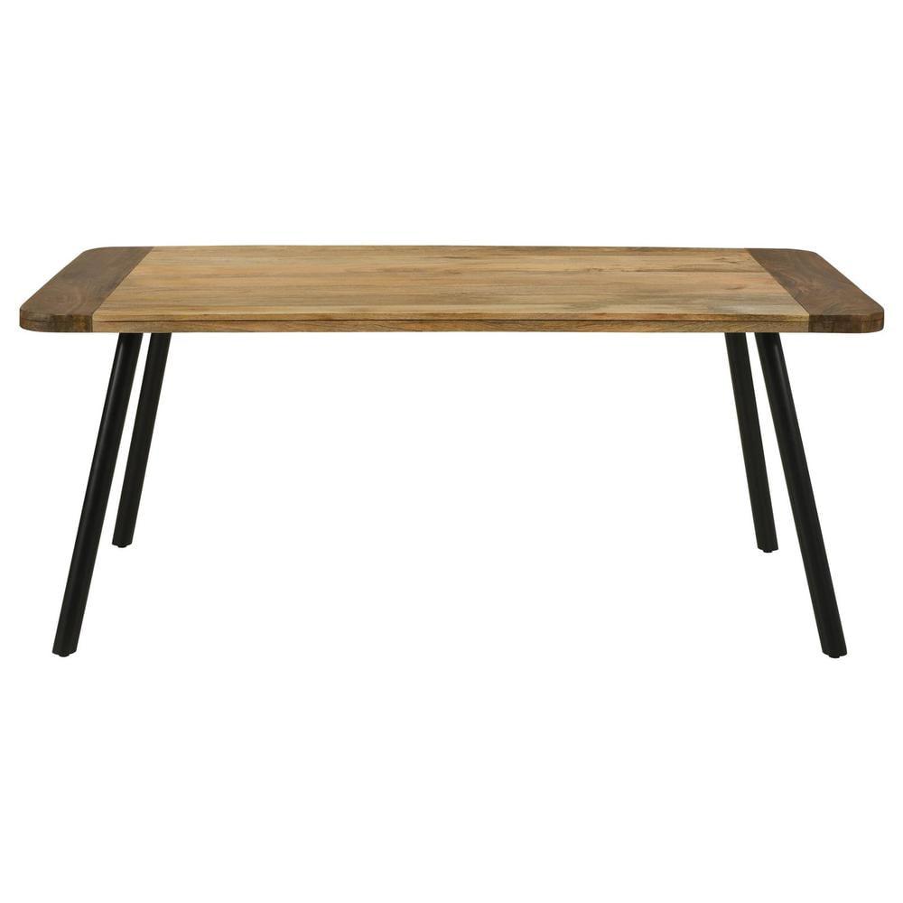 Coaster Maverick Wood Rectangular Dining Table in Natural Mango and Black
