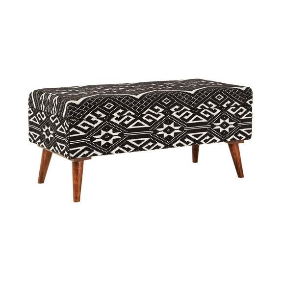 Coaster Mid-Century Cotton Upholstered Storage Bench in Black