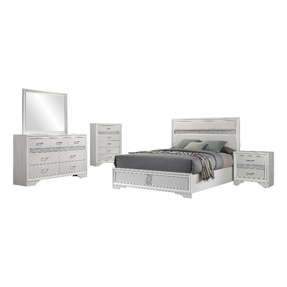 Coaster Miranda 5-Piece Contemporary Wood Queen Bedroom Set in White