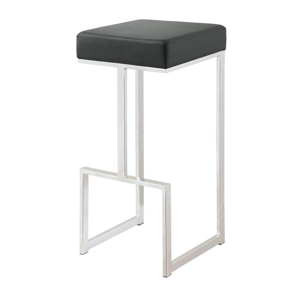 Coaster Gervase Modern Upholstered Square Barstool Black/Chrome