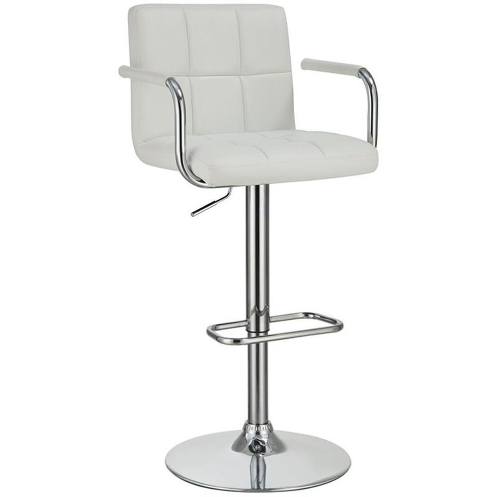 Coaster Modern Faux Leather Adjustable Height Bar Stool in White